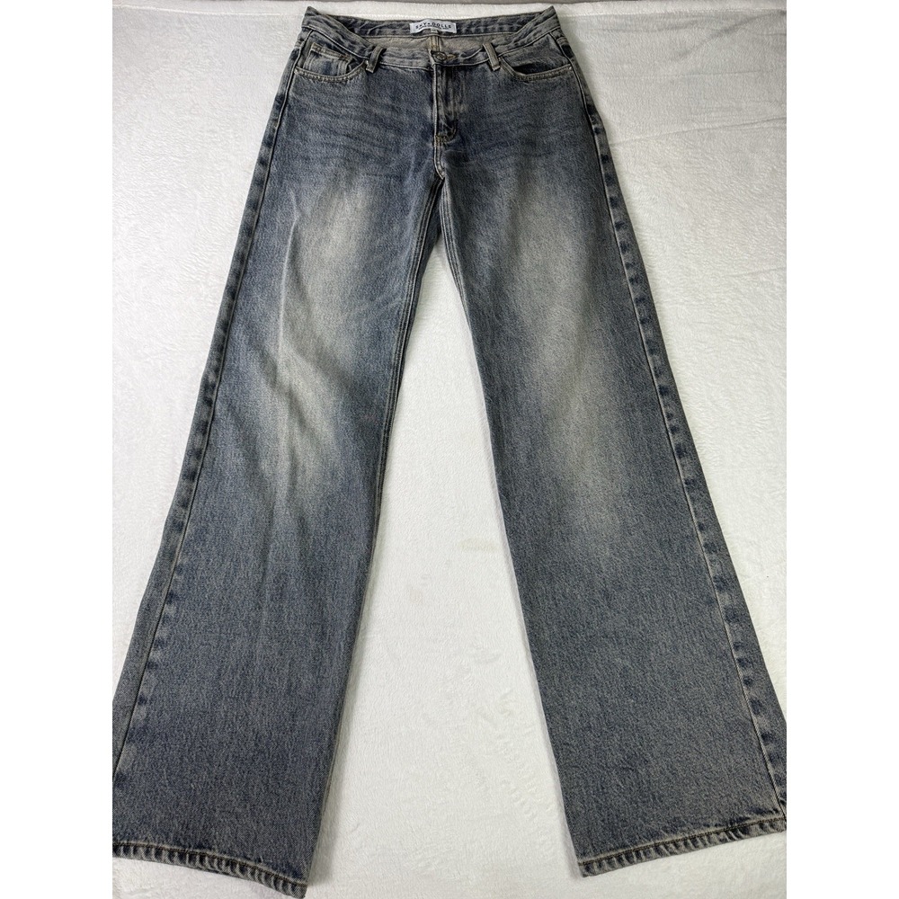 Sky Dolls Wide Leg High Rise Jeans Cotton Denim Womens Jeans 34 Medium Wash Fade